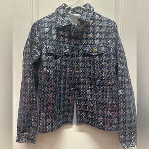 Sixfifty Clothing blue silver sequin jacket New years Size small NWT